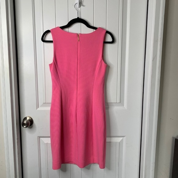 Lilly Pulitzer Sleeveless‎ Sheath Dress Gold Trim Pink Cotton Blend Size Small - Picture 3 of 6